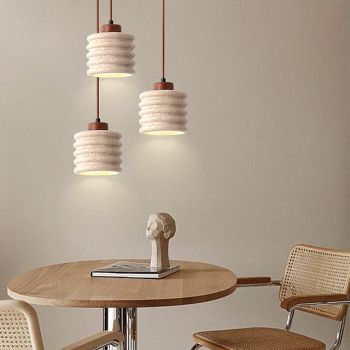 LED Pendant Light Warm White 1/2/3-Light Nordic Single Style Stone Lampshade Interior Decoration E26/E27 Adjustable Rope Suspension Lamps for Dining Room Bedroom 85-265V