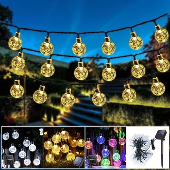 Elegant Wedding Reception Party Solar Bubble Ball Light String Halloween Christmas Wedding Party Atmosphere Decoration Light String 5M-20Leds/7M-50Leds/12M-100Leds