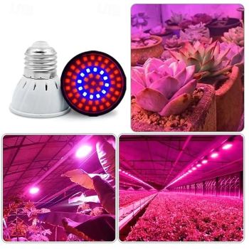 Growing Light Bulb E27 LED Plant Light Cup with 80 LED 110/220 V Supplementary Light for Succulent Plants Cultivation and Seedling Raising