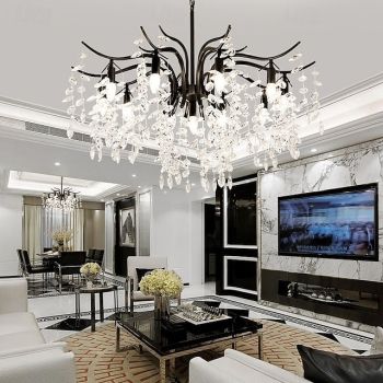 LED Modern Chandelier Lamp LED Crystal Chandeliers Gold Black Chandelier Luxury Lighting Kitchen Dining Living Room Bedroom Lamp Lustre Pendente 9-Light