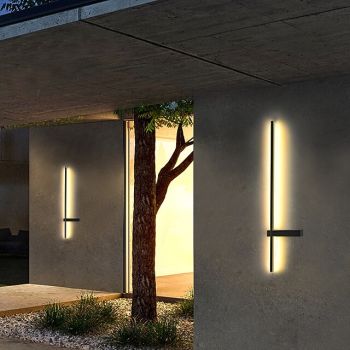 Outdoor LED Wall Light Waterproof IP65 35" Wall Mount Lighting Fixture Rectangular Black Elegant Frosted White Acrylic Anti Rust Warm White 85-265V