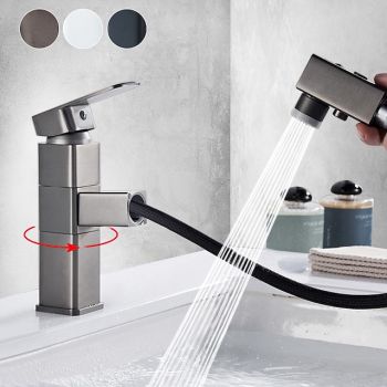 Bathroom Sink Faucet - Rotatable / Pull out / Classic Electroplated / Painted Finishes Centerset Single Handle One HoleBath Taps ultimate flexibility