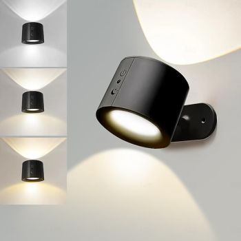 LED Magnetic Wall Sconce Lights Night Lights 1 PC, 3 Color Temperatures & Dimmable,360 Rotation Cordless Wall Mount Lamp with Remote for Bedroom Reading Study Bedside