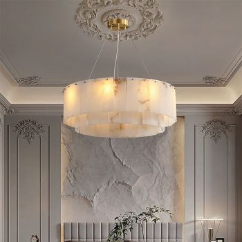 Round Alabaster Chandelier 60cm Chain Adjustable