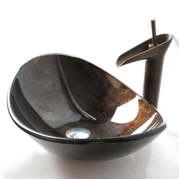 Mounting Ring Antique Tempered Glass Rectangular Vessel Sink Lavabo Washbasin Art