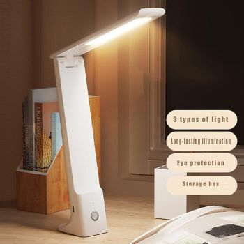 Portable Led Foldable Desk Lamp 3 Colors Touch Dimmable Table Lamp Usb Rechargeable Bedside Reading Light for Study Office Work