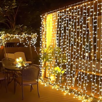 1pc Curtain Light Solar Waterproof Waterfall Fairy Tale Light String, Window Indoor Light for Wedding, Party, Christmas Decorative Light