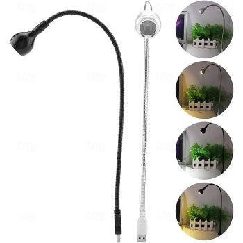 1 Pc Usb Night Light, Computer Light, Desk Lamp, Reading Light, Warm White Light, Black Silver