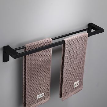 Towel Bar Wall Mounted 60cm Aluminum Towel Holder for Bathroom Aluminum Bathroom Hardware Single/Double Type Towel Rack(Silver/Black/Grey) Bath Hardware