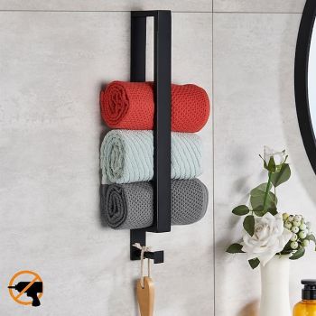 Self Adhesive Towel Rack Multi-Function 40cm Towel Bar Bathroom Rack 304 Stainless Steel(Black/Chrome/Brushed Nickel)