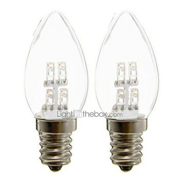 2pcs 1 W LED Candle Lights 20 lm E12 C35 4 LED Beads Dip LED Decorative Warm White White 110-240 V