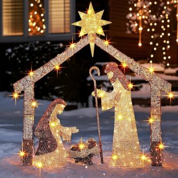 Christmas Decoration Christmas Glowing Nativity Scene Manger Scene Garden Fromt Yard Decoration Christmas Easter Ornaments