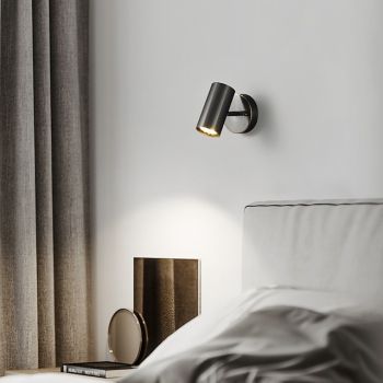 Wall Sconces with Spotlight as Bedside Reading Light,  LED Wall Mount Light Fixtures with Switch Adjustable Black H65 Copper Sconce Lighting for Bedroom Corridor Hallway