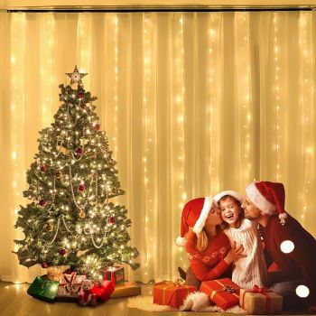 Elegant Wedding Reception Party LED Curtain Lights Outdoor Waterproof Decoration LED Patio Wedding Garden Party Window Bedroom Outdoor String Lights for Hose Home Decoration Holidays 2x2M