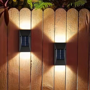 Solar Wall Sconce Outdoor Decoration Garden Wall Light IP65 Waterproof Up and Down Luminous Outdoor Garden Decoration Fence Light
