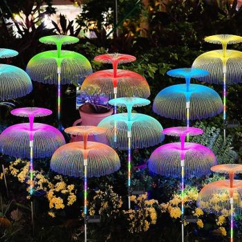 2PCS Solar Jellyfish Garden Lights, 7 Colors Changing Constantly, Waterproof Outdoor Solar Double Lights for Christmas, Wedding, Yard, and Garden Decor