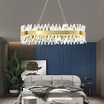 1-Light 100 cm Crystal Pendant Light Gold Eye Protection Chandelier Metal Painted Finishes LED Chic & Modern 110-120V 220-240V