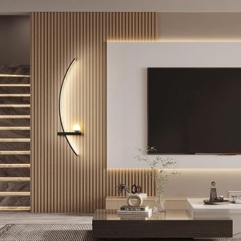 LED Indoor Wall Lights 3-Color Light Source Black Modern Metal Linear Wall Mounted Lamp 20W for Living Room Bedroom Porch Hallway Bathroom Bedside 110-240V