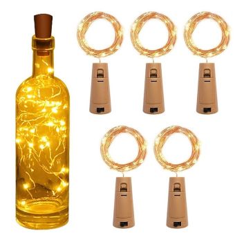 5pcs String Led Wine Bottle with Cork 2M 20 LEDs Bottle Lights Battery Cork for Party Wedding Christmas Halloween Bar Decor