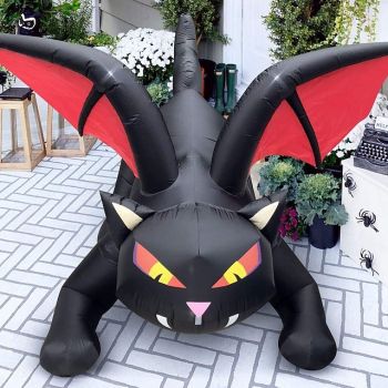 Halloween Inflatable Model Black Dragon Cat Light Hot Air Model Light for Courtyard Lawn Garden Decoration
