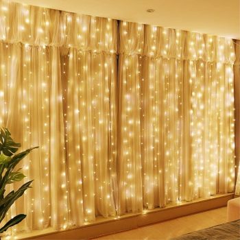 300LED Fairy Curtain Lights 9.8x9.8Ft Warm White USB Plug in 8 Modes Christmas String Hanging Lights with Remote for Bedroom Indoor Outdoor Weddings Party  Window Wall Indoor Outdoor Decoration