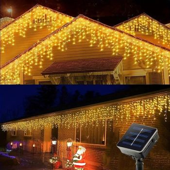 1pc Solar LED Icicle String Lights, Yard Light Christmas Icicle Lights ,Window Curtain Fairy Lights for Wedding Party Bedroom Garden Patio Outdoor Indoor 4m/13ft 96LED, Halloween & Christmas Decoratio