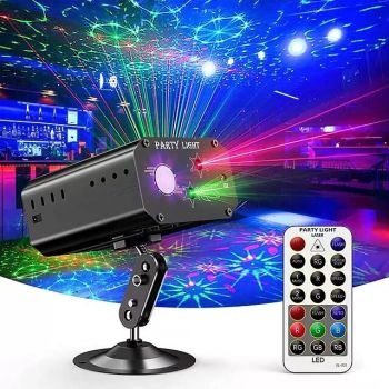 Party DJ Disco Lights – Indoor Sound Activated Strobe Laser Projector with Remote Control for Parties, Weddings, Bars & Holiday Events