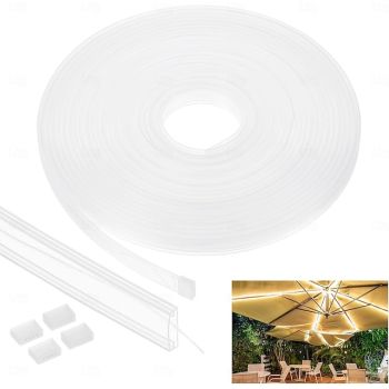Silicone Tube Sleeve Stip Light 16.5ft/5M or 33ft/10M, 8/10/12mm Flexible LED Channel, IP67 Waterproof Protective Cover for 3528/5050/5630/3014 LED Lights