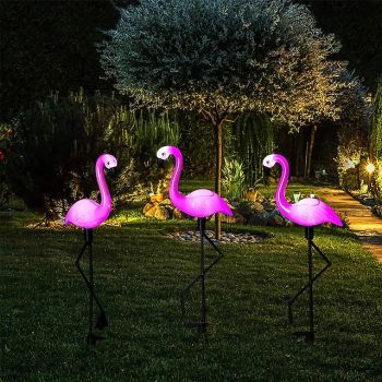 Garden Outdoor Flamingo LED Stake Lights Solar Powered Waterproof for Garden Lawn Patio Pond Backyard Decor