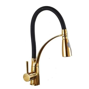 Single Handle Kitchen Faucet, Electroplated One Hole Pull Out/Centerset/Tall/High Arc, Brass Kitchen Faucet Foldable Faucet