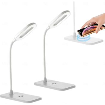 LED Desk Lamps Table Lamp Night Stand Light for Home 3 Lighting Modes Wireless Fast Charging Desk Light Touch Control with Adjustable Gooseneck for Reading