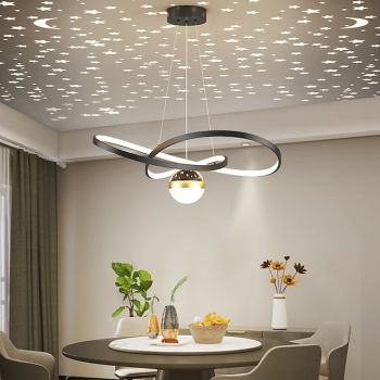 Modern LED Pendant Light Creative Projection Star Sky Light Nordic Luxury Designer Bar Table Dining Room Lamp
