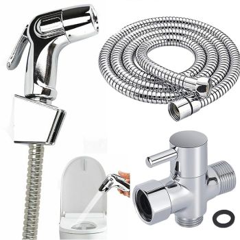 Handheld Toilet Bidet Sprayer Set Kit Stainless Steel Hand Bidet Faucet for Bathroom Handheld Shower Head Nozzle Hose Set Toilet Sprinkler Docking Hand Shower Head Handheld Toilet Sprayer Accessories Hygienic Wash