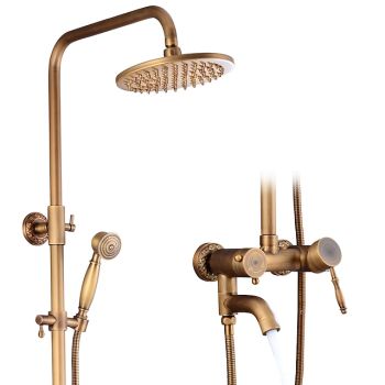 Shower Faucet,Shower System Set Handshower Included pullout Waterfall Vintage Style/Country Brass Mount Outside Ceramic Valve Bath Shower Mixer Taps Foundation of a Perfect Shower