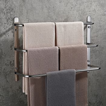 Bath Towel Bars, 3-Tiers Ladder Towel Rails Wall Mounted, Towel Bar Multifunction Contemporary Stainless Steel Bathroom Wall Mounted Bath Hardware