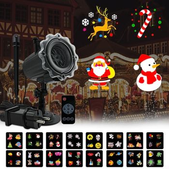 Christmas Projector Waterproof Remote Control 16 Patterns High-definition Projection Effects Indoor and Outdoor Festival Garden Decorative Lights Low Voltage Safety