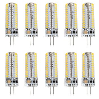 10pcs 5W LED Bi-pin Light Bulb 500lm G4 50W Halogen Equivalent 104 LED Beads SMD 3014 Warm White 110-240V