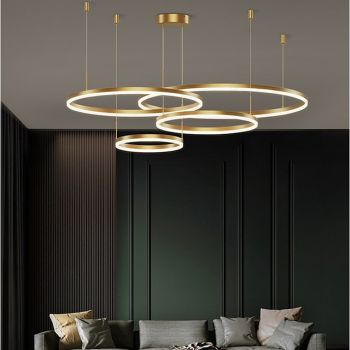 60 cm Circle Design Line Design Geometric Shapes Pendant Light Metal Layered Artistic Modern Simple Style Painted Finishes Artistic LED 110-240 V