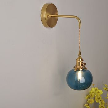 Nordic Ins Retro Atmosphere Brass Glass Wall Lamp Creative Individual Wall Sconces Bedside 110-240V