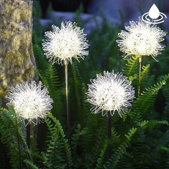 2pcs Outdoor Solar Dandelion Shaped Lawn Light IP65 Waterproof Garden Lamp for Christmas Patio Wedding Party Holiday Yard Trail Decoration Lingting