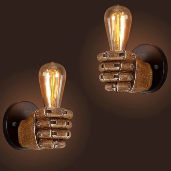 Lightinthebox Antique Resin Fist Wall Lamp European Bar Restaurant Cafe Decorative Wall Lamp Left Hand Right Hand Wall Lamp Christmas Decoration   AC110V AC220V