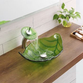 Vessel Sink for Bathroom Modern Leaf Style Bathroom Vanity Sinks Above Counter Countertop Basin sink Washbasin Art