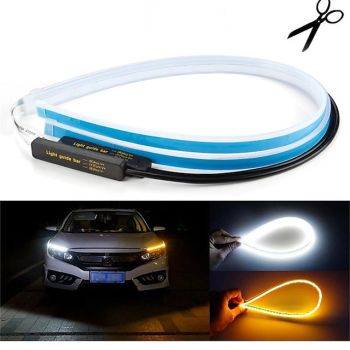 2pcs LED DRL Car Light Daytime Running Strip Light Flexible Waterproof Auto Headlights Brake Flow Tube Light Turn Signal White Yellow Blue 12V 30/45/60cm with Driver