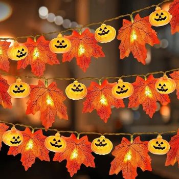 Halloween LED String Light Maple Leaf Pumpkin Lamp 1.5m 10LED for Halloween Party Indoor Outdoor Haunted House Atmosphere Scene Decorations