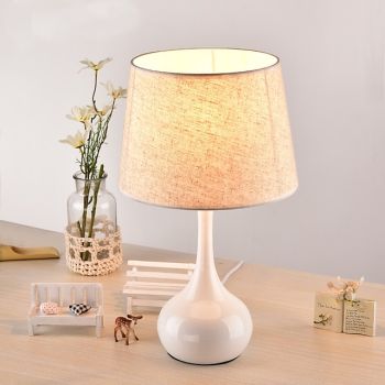 Bedside Table Lamp Desk Lamps for Bedroom, Minimalist Fabric Desk Lamp,Bedside Lamp Bedroom Warm Hotel Study Table Lamp