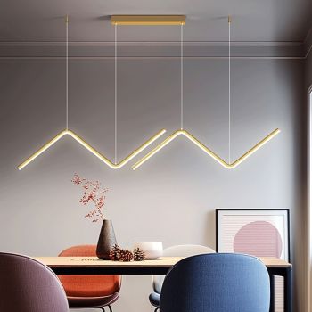 2-Light 90cm LED Pendant Light Dimmable Geometric Shapes Line Design Chandelier Minimalist  Nordic Style Restaurant Office Bar Living Room Lamp  100-240V