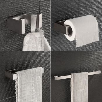 Bathroom Hardware Accessory Toilet Paper Holder / Robe Hook and Bathroom Single Rod Stainless Steel Wall Mounted Brushed Silvery 4pcs / 3pcs / 1pcBath Hardware