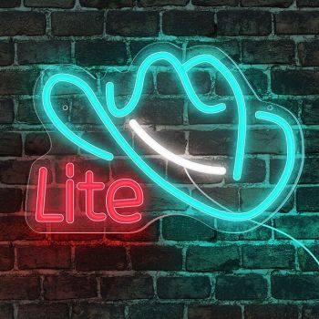 Cowboy Hat Light Neon Signs Ice Blue for Wall Blue LED Neon Lights USB Neon Wall Light Neon Bar Light Up Sign for Bedroom Party Pub Game Zone Decoration