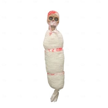 Shaking Corpse Motion Animated Hanging Cocoon Corpse Decoration, Activated Decor for Halloween, Jump Scare Creepy Mummy Red Glowing Eyes & Activated Voice, Adorned Indoor & Outdoor