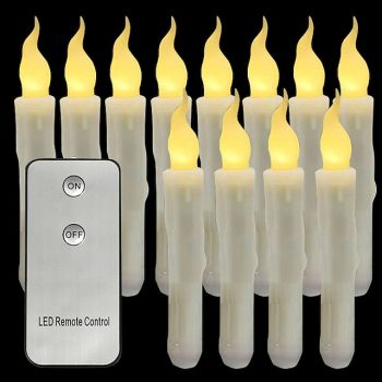 6/12PCS Flameless Candles  LED Candles Lights 6.5in 16.5CM White Flameless LED Taper Candles Battery Operated Hanging Taper Candles Candlesicks for Party Church Halloween Christmas Decor